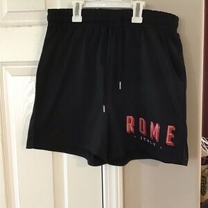 Athletic Black and Red Shorts with Elastic Waistband